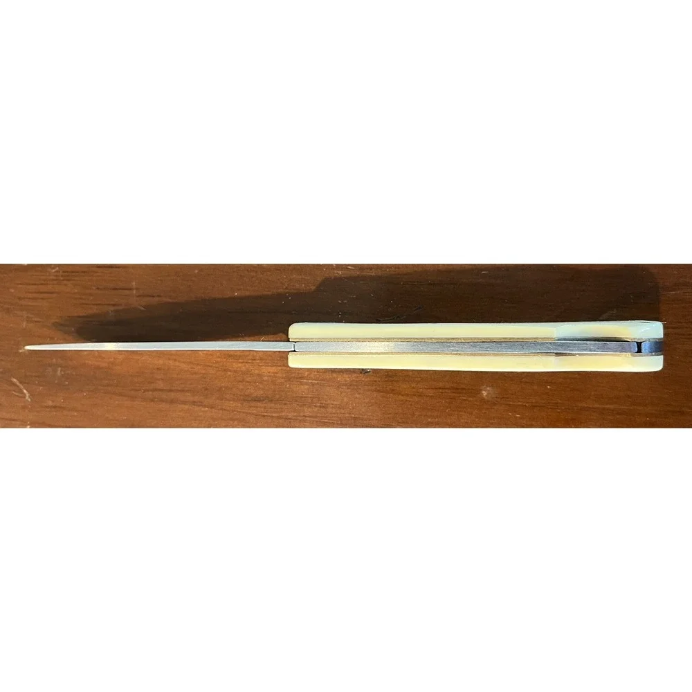 Roper Knives Tumbleweed, Stainless Plain Blade, Cream Yellow Delrin‎ Handle